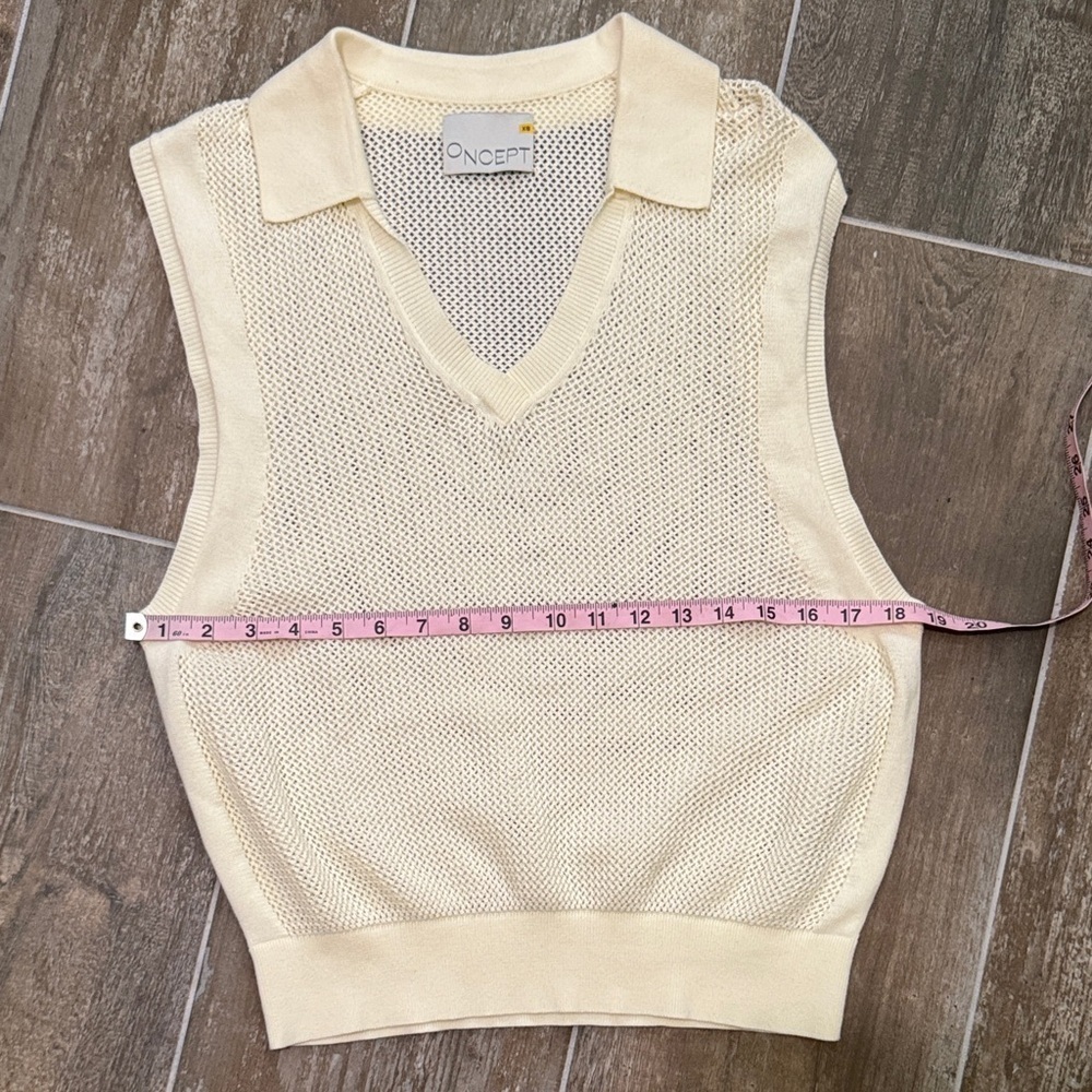 Oncept Kennedy Chic Cream V-Neck Sweater Vest - Picture 8 of 12